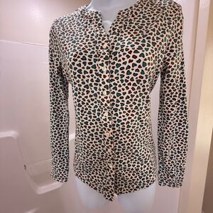 Kettlewell Long Sleeve Jersey Shirt - Teal & Brown Heart/Leopard Print.